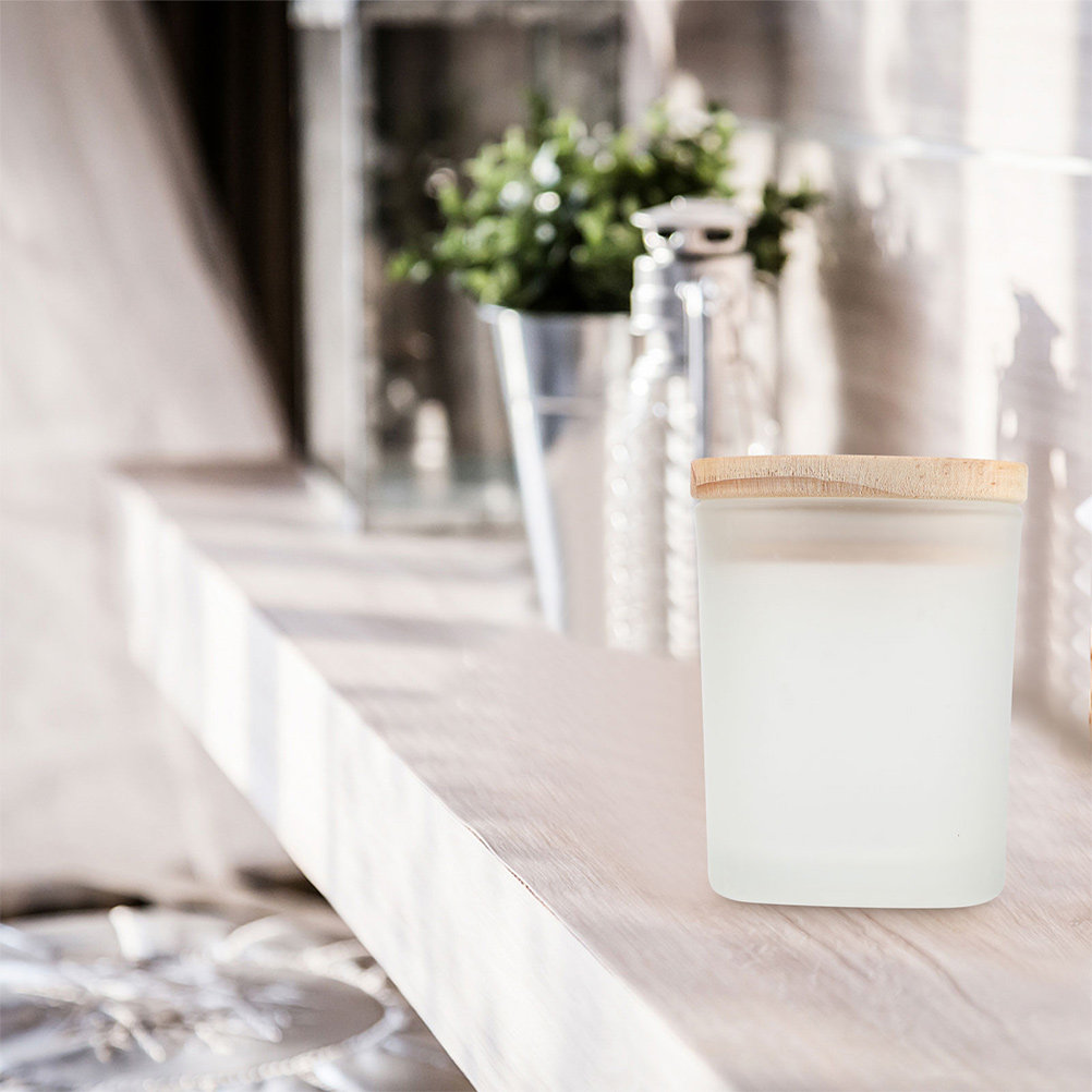 Candle Making Jars With Lids - โหลแก้วหนาพร้อมฝาไม้สไตล์เรียบง่าย สำหรับใส่เทียนทำเอง ของตกแต่งบ้าน และจัดเก็บ