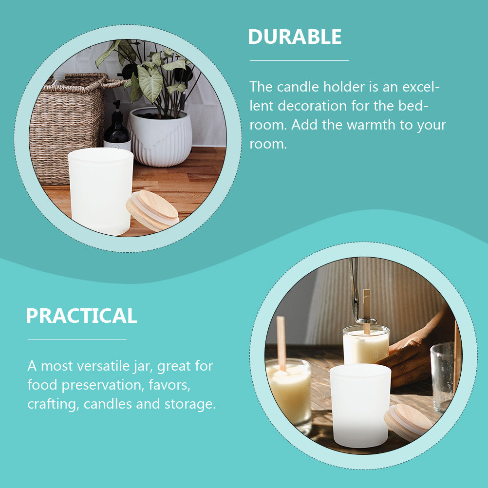 โหลแก้วหนาพร้อมฝาไม้สไตล์เรียบ - Candle Making Jars With Lids บทวิจารณ์และราคา
